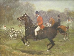 Hunting Scene , Indistinctly Signed Hunting Scene , Indistinctly Signed