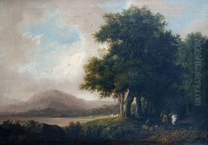 Figures Before A Lake by Corbould, Richard