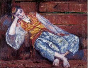 " Femme Orientale Au Sofa ". by Frederic Samuel Cordey