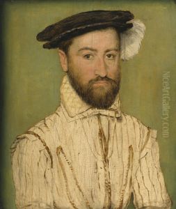 Portrait Of A Bearded Gentleman, In A Black Beret With Whiteplumage