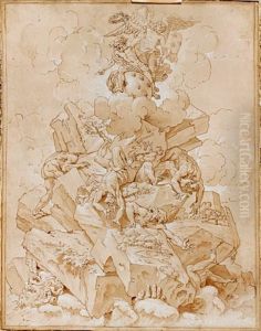 Allegorie De Jupiter Aidant La France A Terrasser Les Geants by Jean-Baptiste Corneille