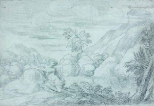 Paysage Avec Une Nymphe Au Bord De L'eau by Michel Corneille II