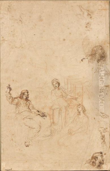 Feuilles D'etudes Recto-verso : Diverses Etudes De Personnages - view 1