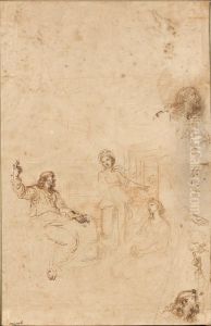 Feuilles D'etudes Recto-verso : Diverses Etudes De Personnages by Michel Corneille II