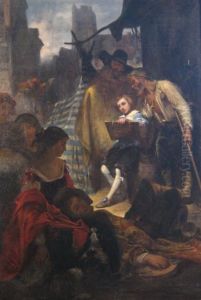 Street Scene With Young Artist by Jules Cornilliez Cornilliet