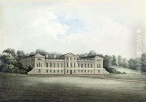 View Of Woburn Abbey, Bedfordshire by Hubert Cornish
