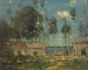 Landscape With Sheep By A River Landscape With Sheep By A River