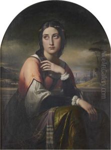 Jeune Femme Pensive Devant Une Vue De Florence Jeune Femme Pensive Devant Une Vue De Florence