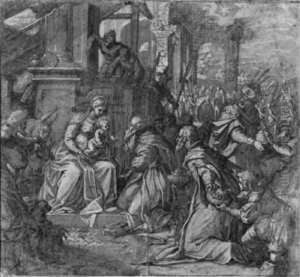 Die Anbetung Der Konige. by Leonardo Corona