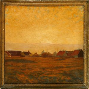 Sun Over Skagen With Houses In The Background by Poul Corona