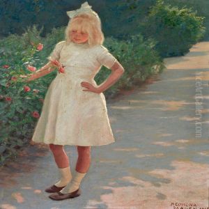 A Young Girl In The Summertime At Skagen by Poul Corona