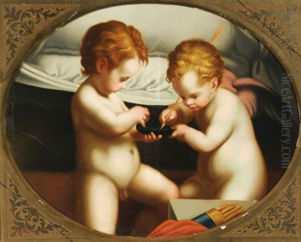Two Putti Sharpening Arrows - view 1