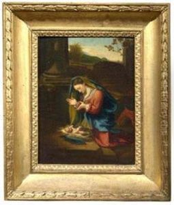 Vergine In Adorazione Del Bambino by Max Correggio
