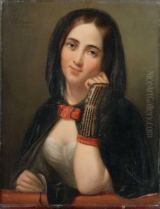 Bildnis Einer Jungen Dame Mit Maske by Jozef Cornelius Correns
