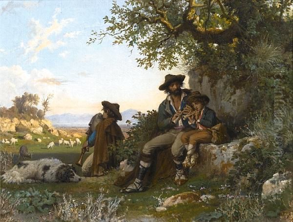 Musicians In The Roman Campagna - view 1