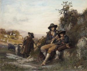 The Young Shepherd's Music Lesson by Arnoldo Corrodi