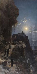 Nachtlicher Aufstieg Am Berge Athos by Hermann David Solomon Corrodi