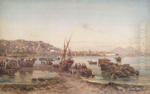 Die Bucht Von Neapel Im Abendlicht