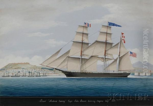 Bark "andrew Carney" Capt. John Brand, Entering Smyrna Bay - view 1