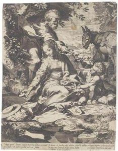 Die Rast Auf Derflucht Nach Agypten by Cornelis Cort