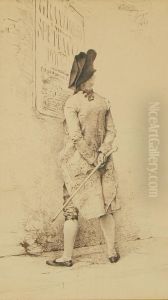 A Gentleman Viewing A Broadside by Oreste Cortazzo