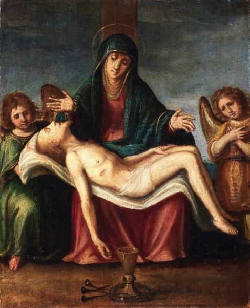 Deposizione Con Due Angeli E Simbolo Della Passione - view 1