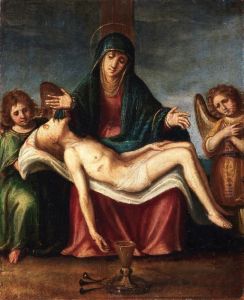 Deposizione Con Due Angeli E Simbolo Della Passione by Cesare Corte
