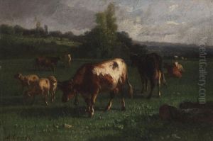 Cows And Sheep In A Pasture by Andres Cortes