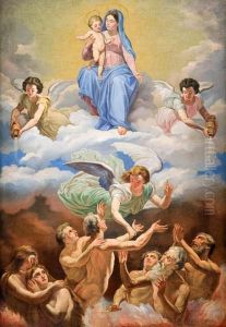 La Vergine Col Bambino E Le Anime Del Purgatorio by Domenico Corvi