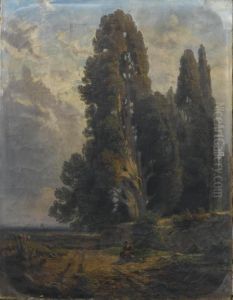 Paesaggio Con Viandante Nei Pressi Di Villa Este A Tivoli by Giovanni Corvini