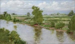 River Landscape S & D L/l: Charles A. Corwin 1896 O/c 18x30 Est:$2000/3000 by Charles Abel Corwin