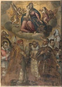 La Madone Du Rosaire Celebree Par Les Vainqueurs De La Bataille De Lepante by Grazio Cossali