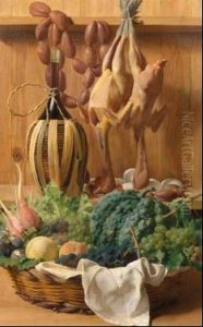 Natura Morta Con Polli, Frutta E Verdura by Giovanni Costa