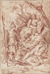 The Cumean Sibyl And A Personification Of Rome by Placido Costanzi