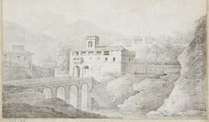 Vue D'un Pont Et D'un Village Du Sud De La France by Jean-Baptiste Coste