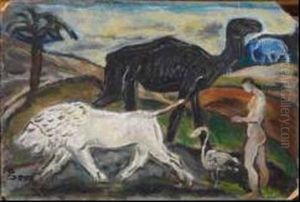 Nudo Femminile Con Animali by Giovanni Costetti