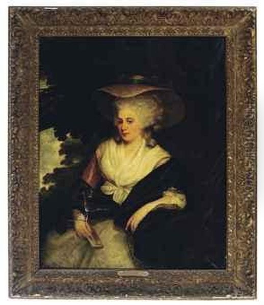 Portrait Of A Lady Wearing A Hat And Holding A Book In Alandscape - view 1