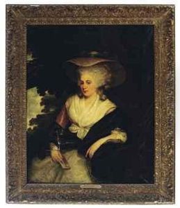 Portrait Of A Lady Wearing A Hat And Holding A Book In Alandscape by Richard Cosway