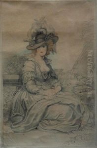 Portrait Of A Lady Seated In A Garden by Richard Cosway