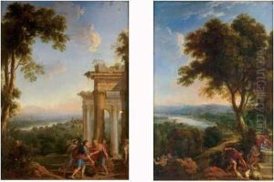 Moise Et Les Filles De Jethro by Jean II Cotelle
