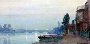 King Edward Vii Bridge, Kew by Frederick George Cotman