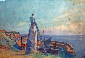 A Harbour View by Frederick George Cotman