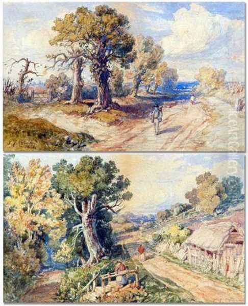 Figures In Country Lane - view 1