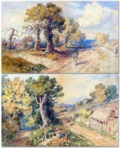 Figures In Country Lane by John Joseph Cotman