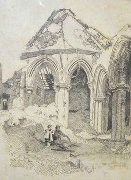 North Creake Abbey With Figures - view 1