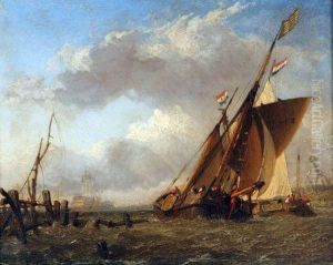Shipping On The Medway by Miles Edmund Cotman