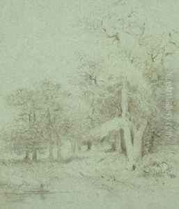 Wooded Landscape by Miles Edmund Cotman