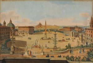 Piazza Del Popolo Dal Pincio by Gaetano Cottafavi