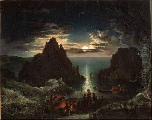 Faraglioni A Capri Di Notte by Felix Cottrau