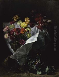 Still Life Of Red And Yellow Flowers by Gustave-Emile Couder